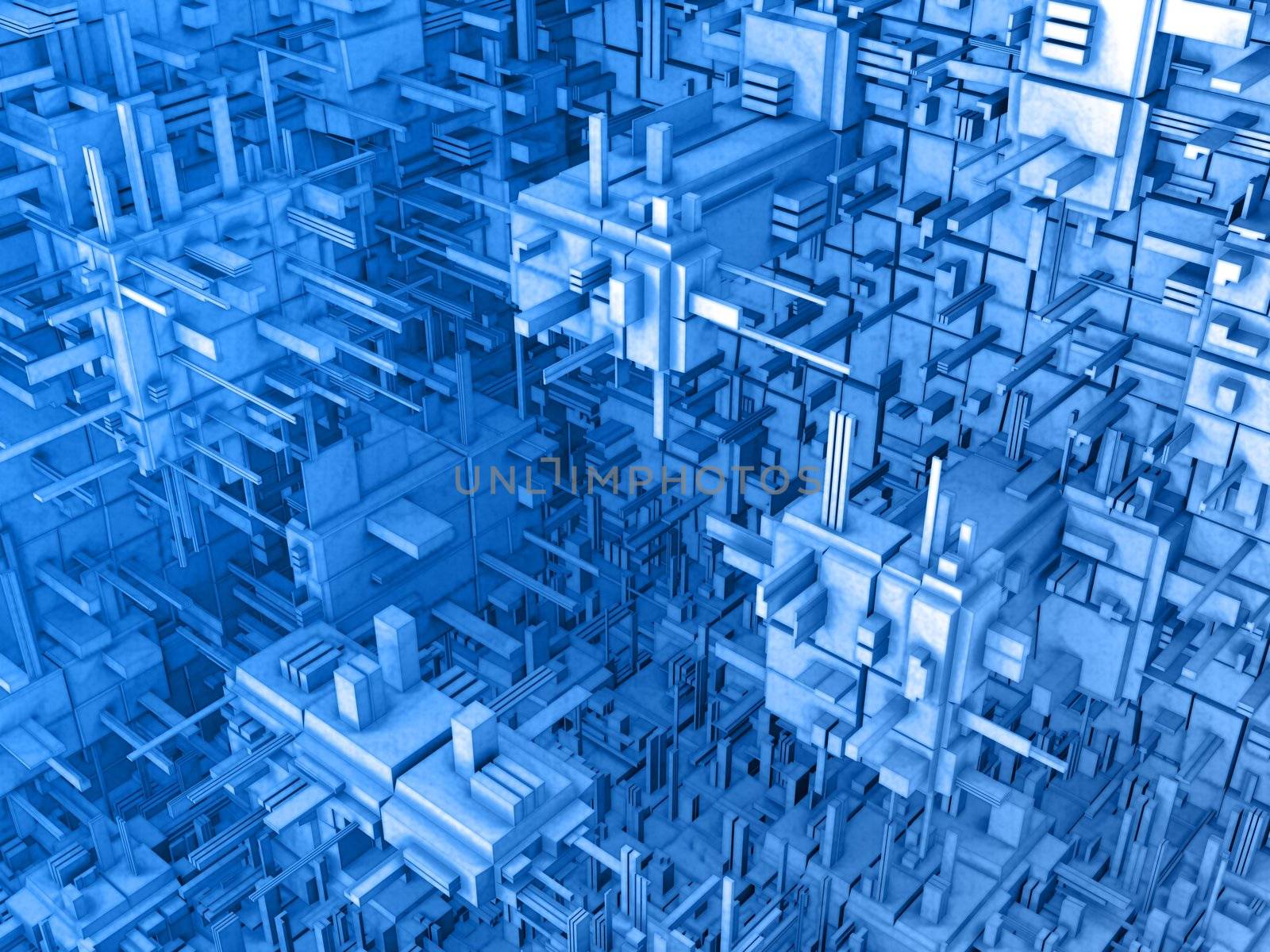 Computer generated image- Abstract 3D Background - Blue.