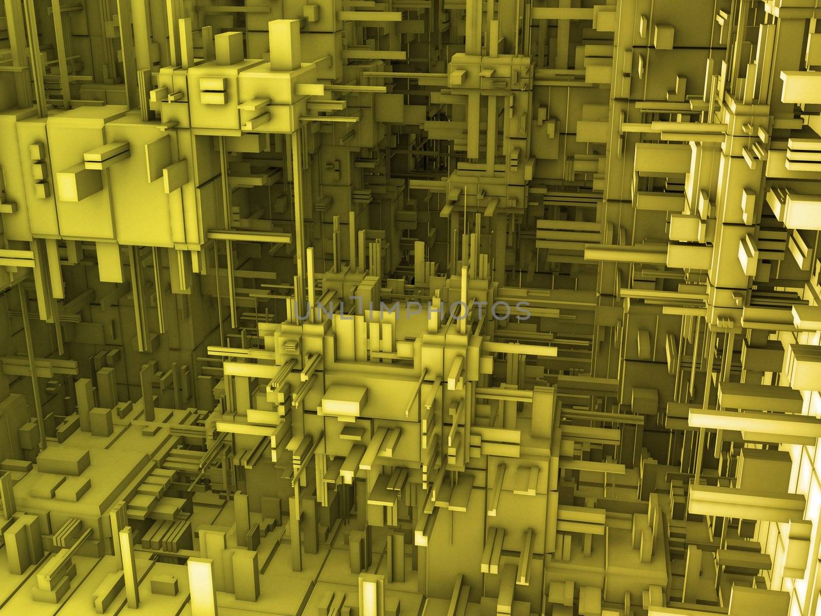 Computer generated image - Abstract 3D Background - Yellow.