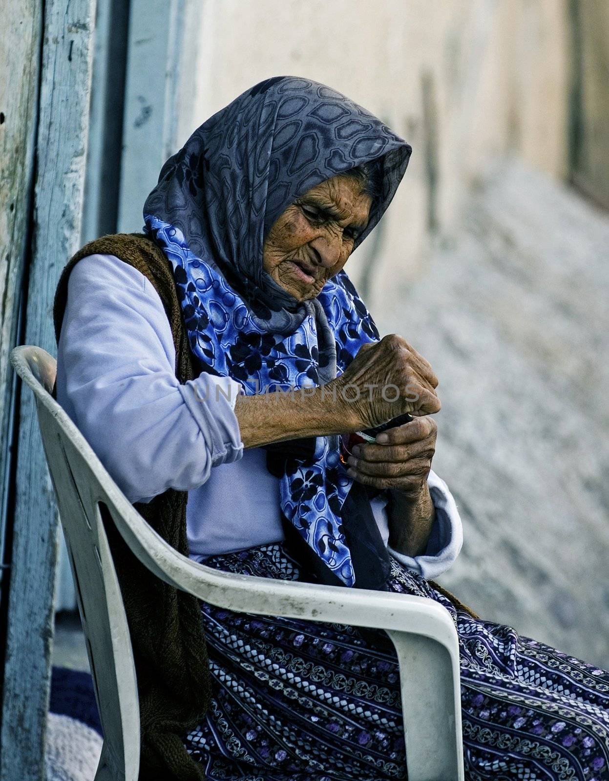 Old Turkish woman in the street of Ankara