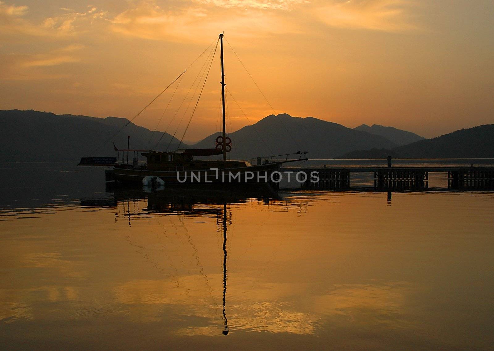 sunrise in the gulf of Marmaris in Turkey