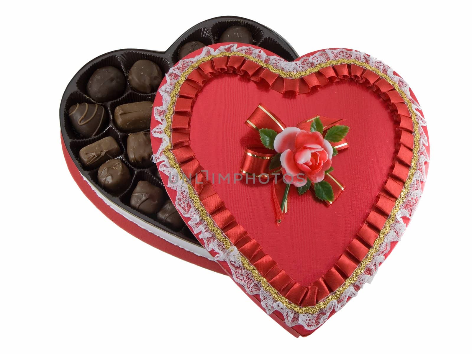 Valentines chocolates box isolated on a white background