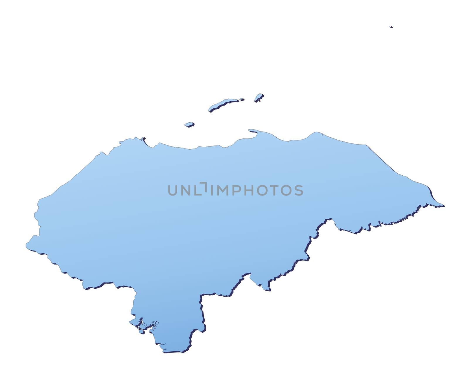 Honduras map filled with light blue gradient. High resolution. Mercator projection.