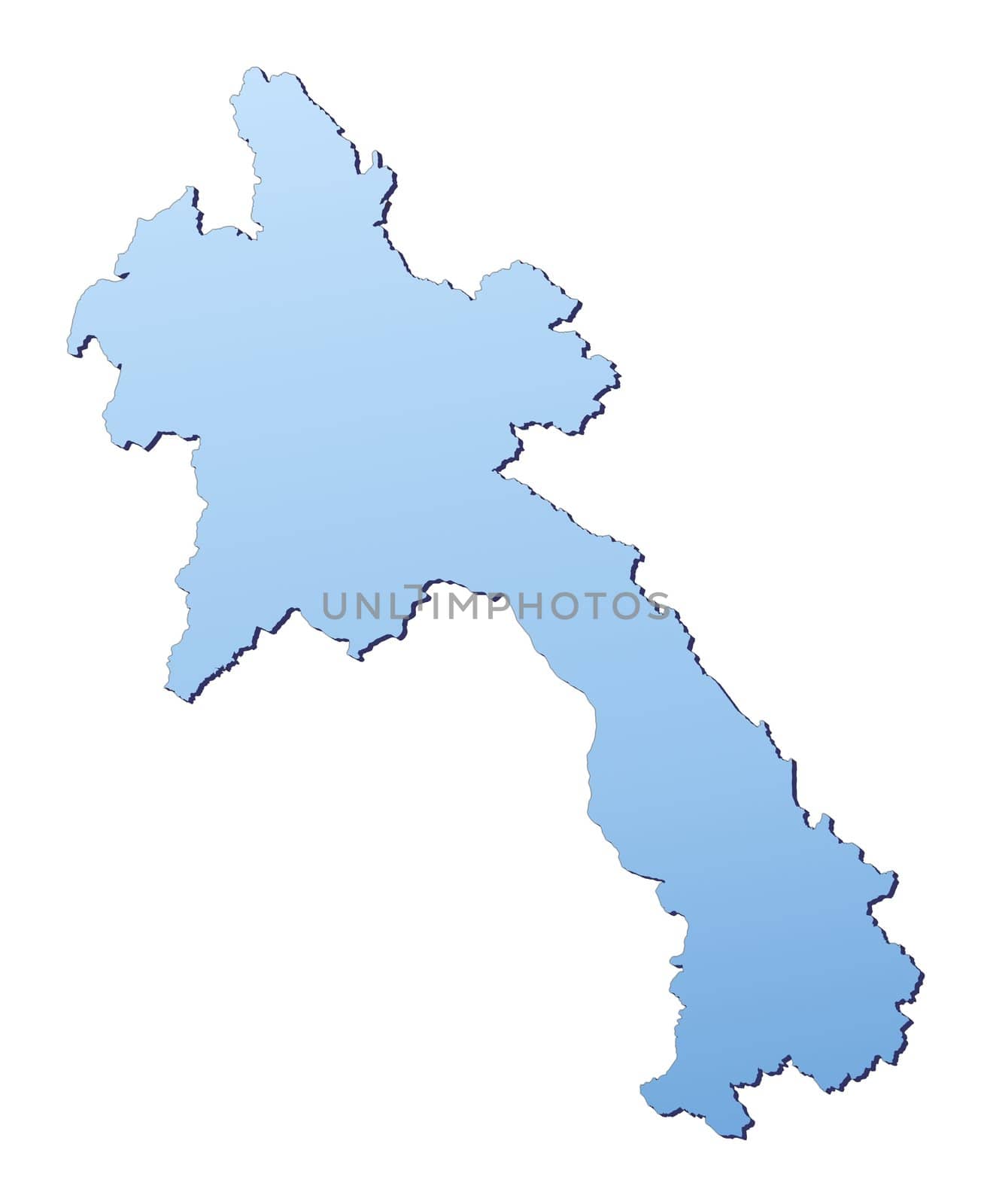 Laos map filled with light blue gradient. High resolution. Mercator projection.