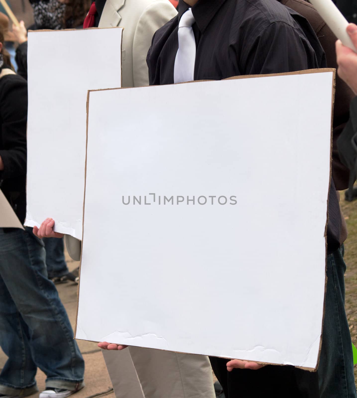 Blank protest signs. It's like a make your own protest kit.
