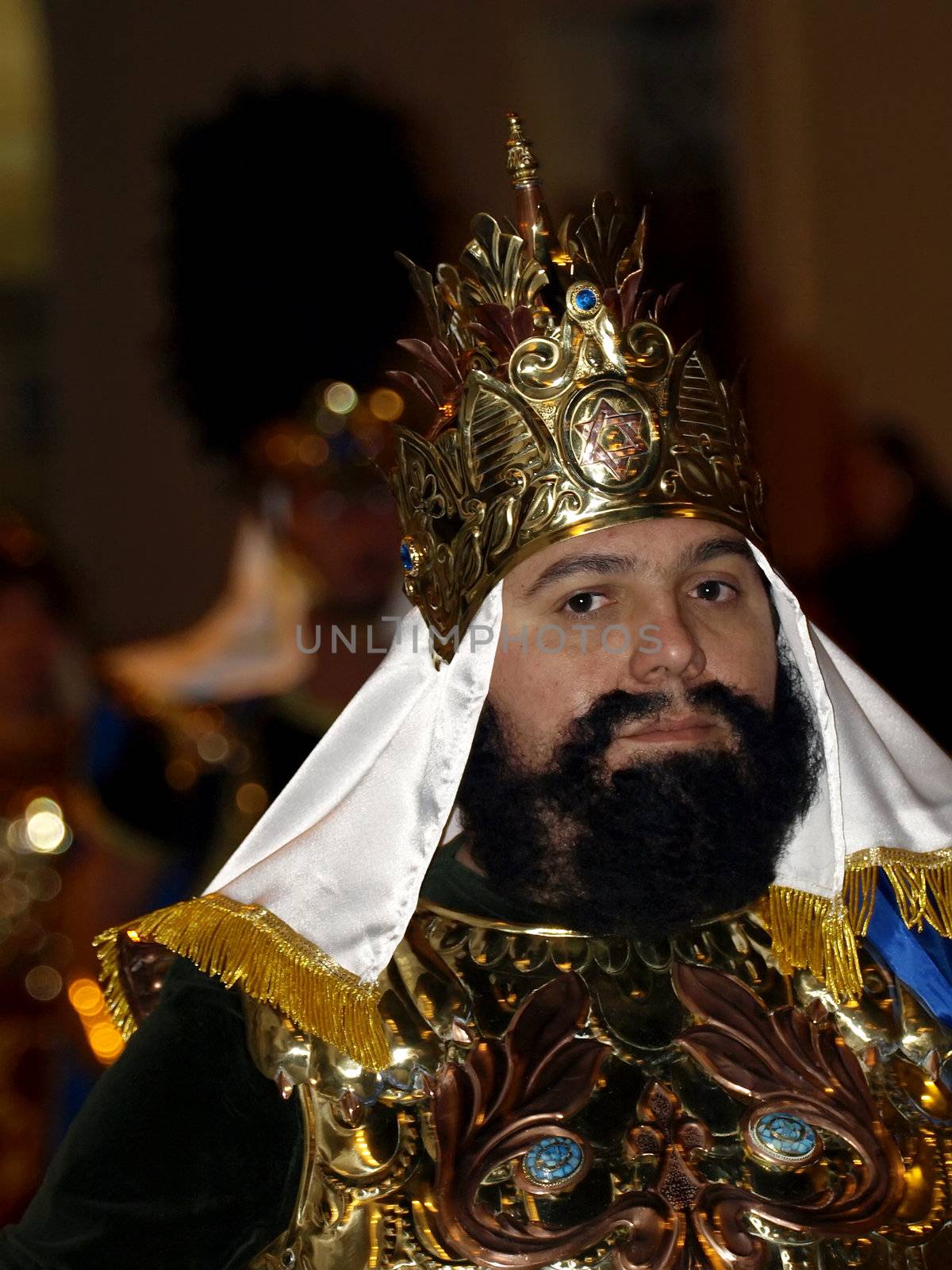 Man dressed up as King Herod during Biblical times  