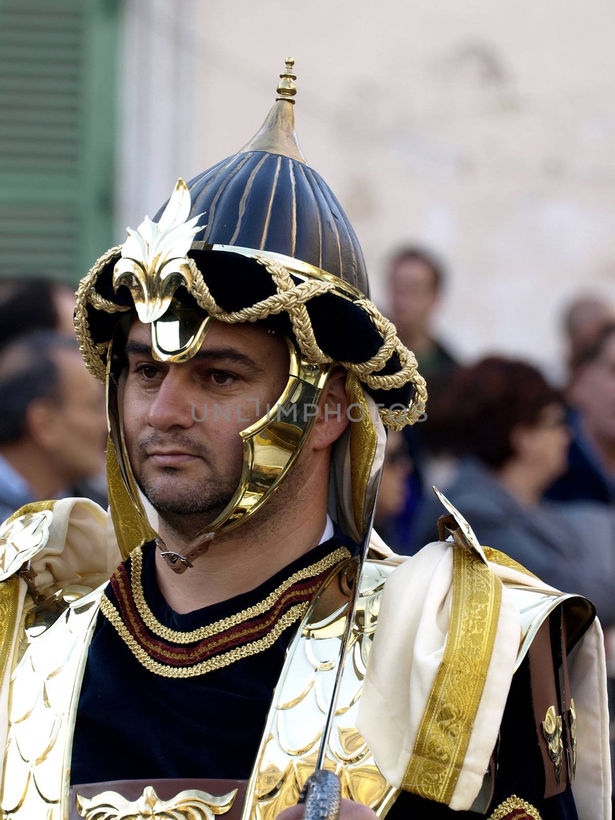 Man dressed up as a soldier of Herod during Biblical times  