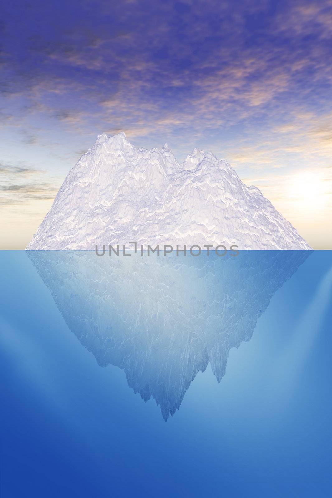Cross section illustration of an iceberg.