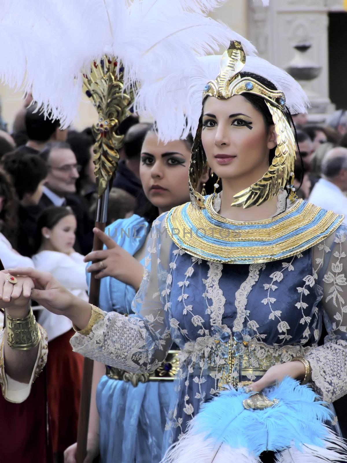 Beauties of the Ancient Empires - Images shot during parade demonstrating fashion and beauty of ancient empires of Rome, Egypt, Judea, etc