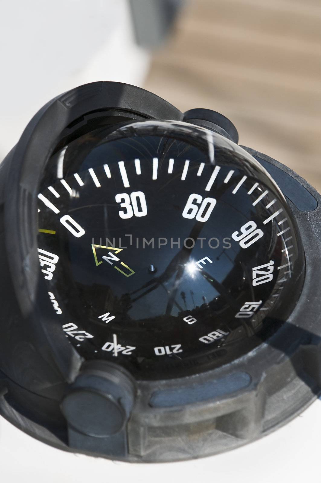 Close-up of a nautical compass