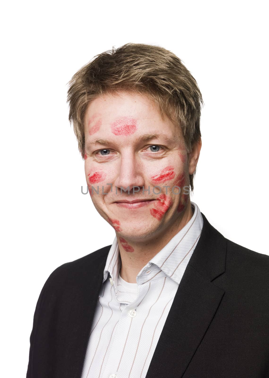 man with lipstick on his face