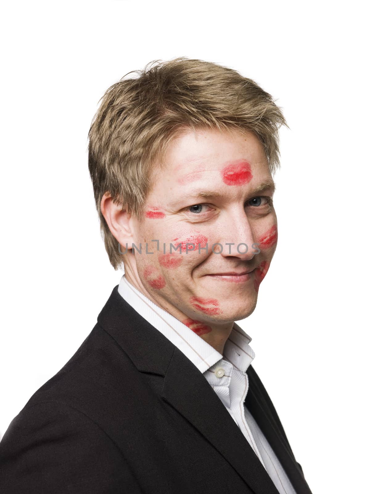 man with lipstick on his face