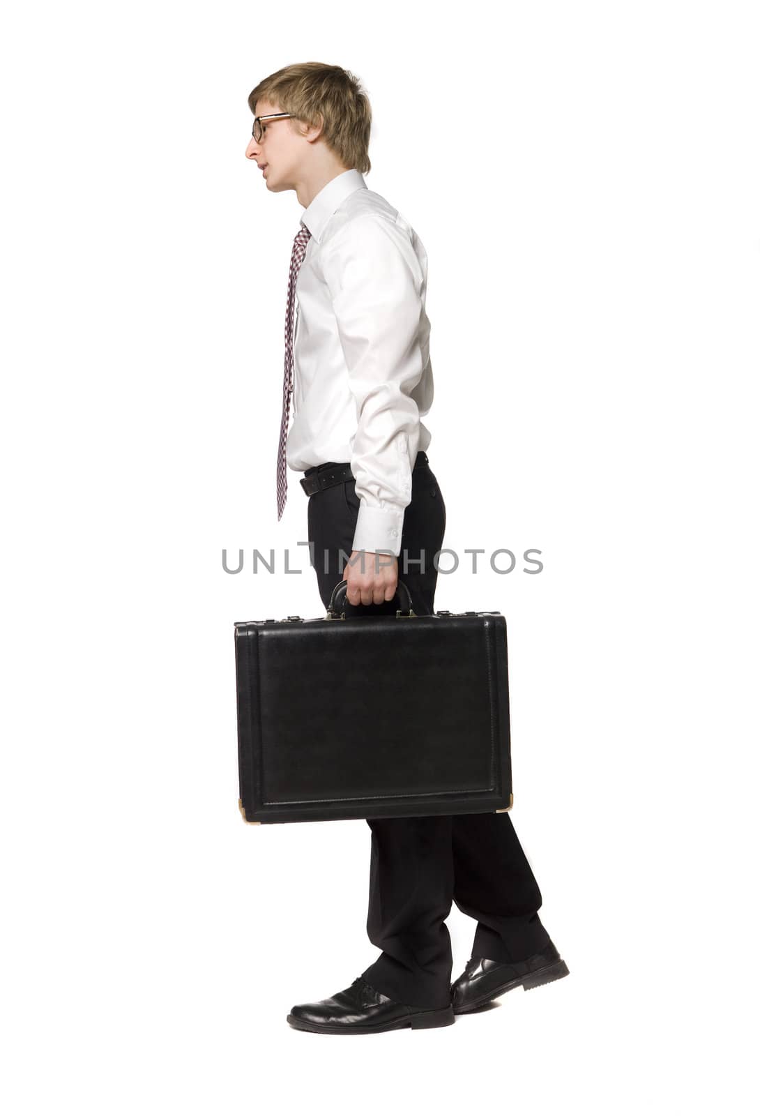 Walking man with a briefcase