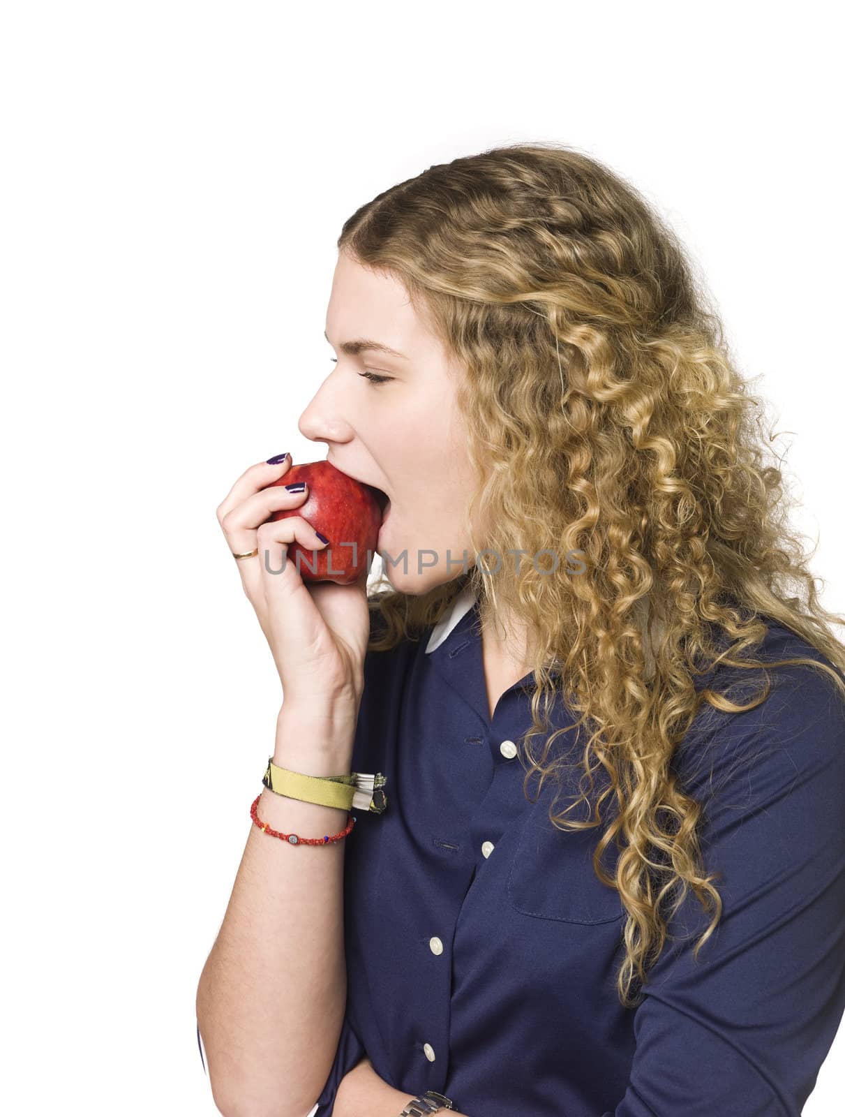 Girl eating an apple