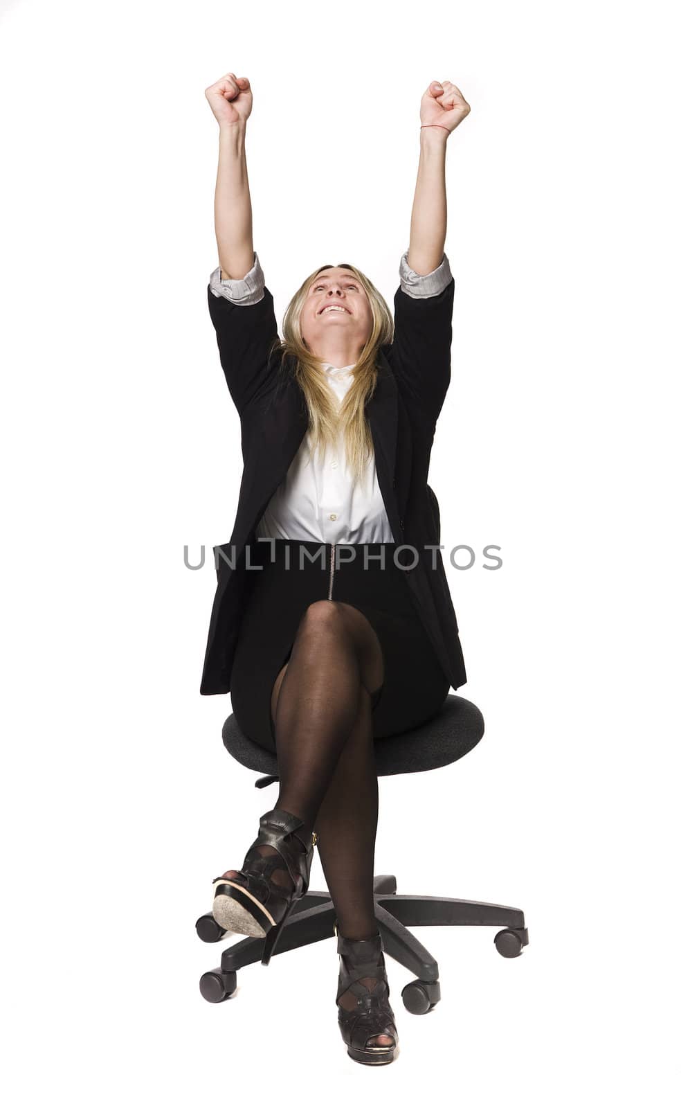 Woman rising her hands in the air