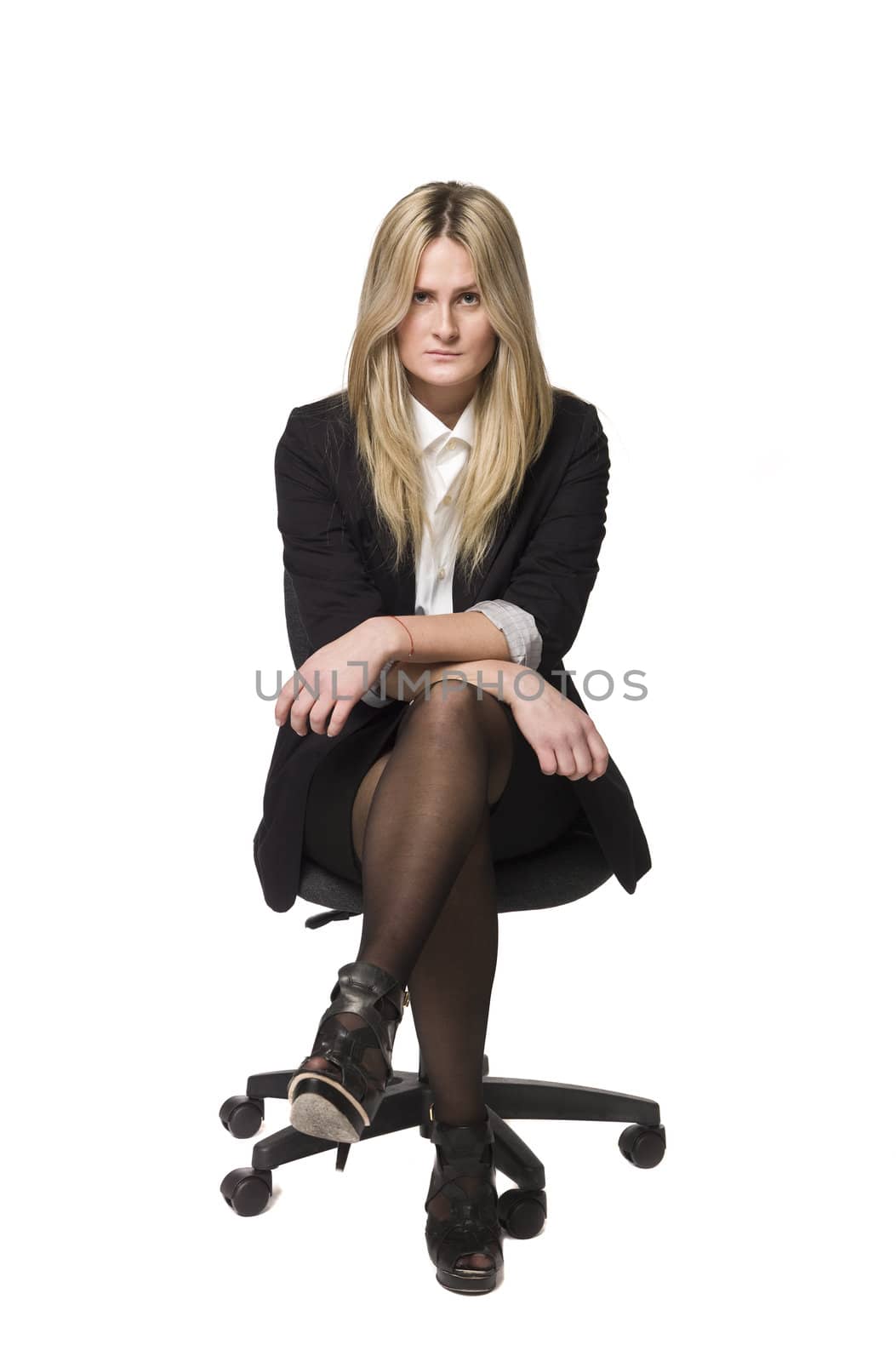 Woman on a office chair