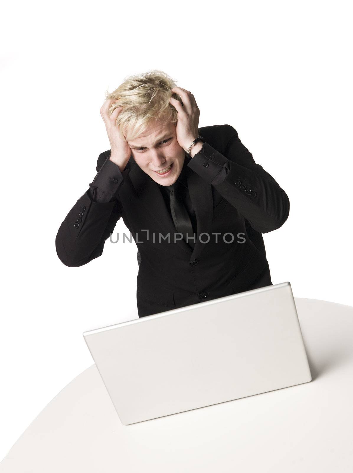 Man looking on a computer