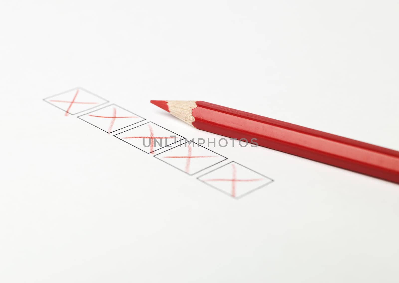 Red pencil and check boxes by gemenacom
