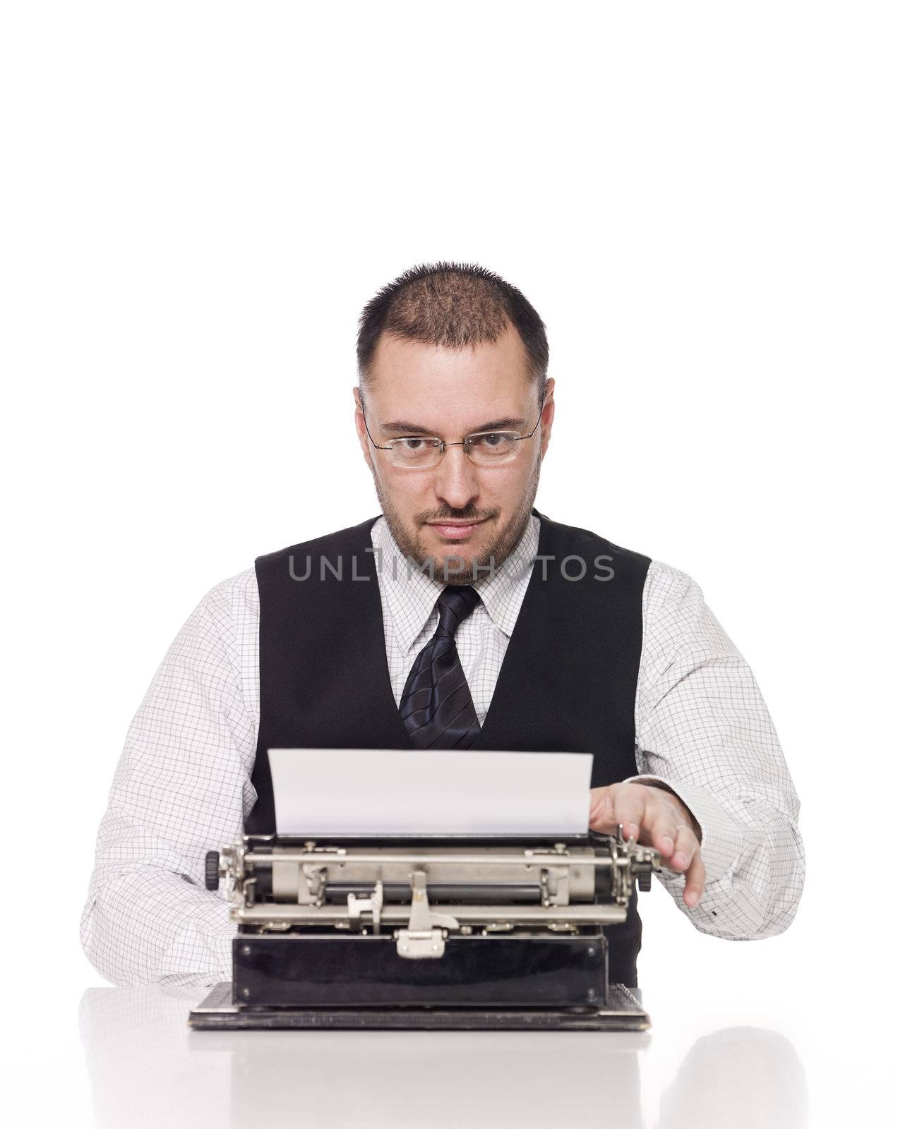 Man and a vintage typewriter