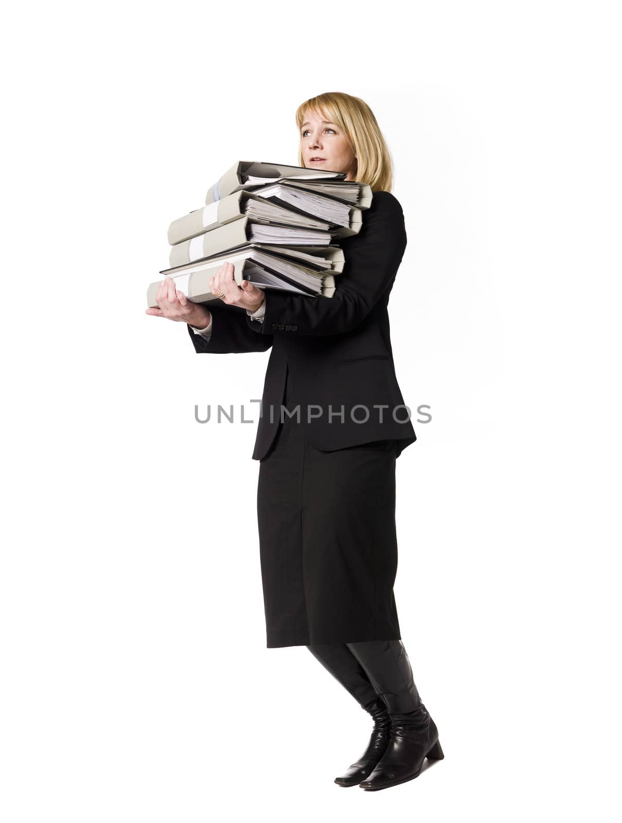 Woman carrying  folders