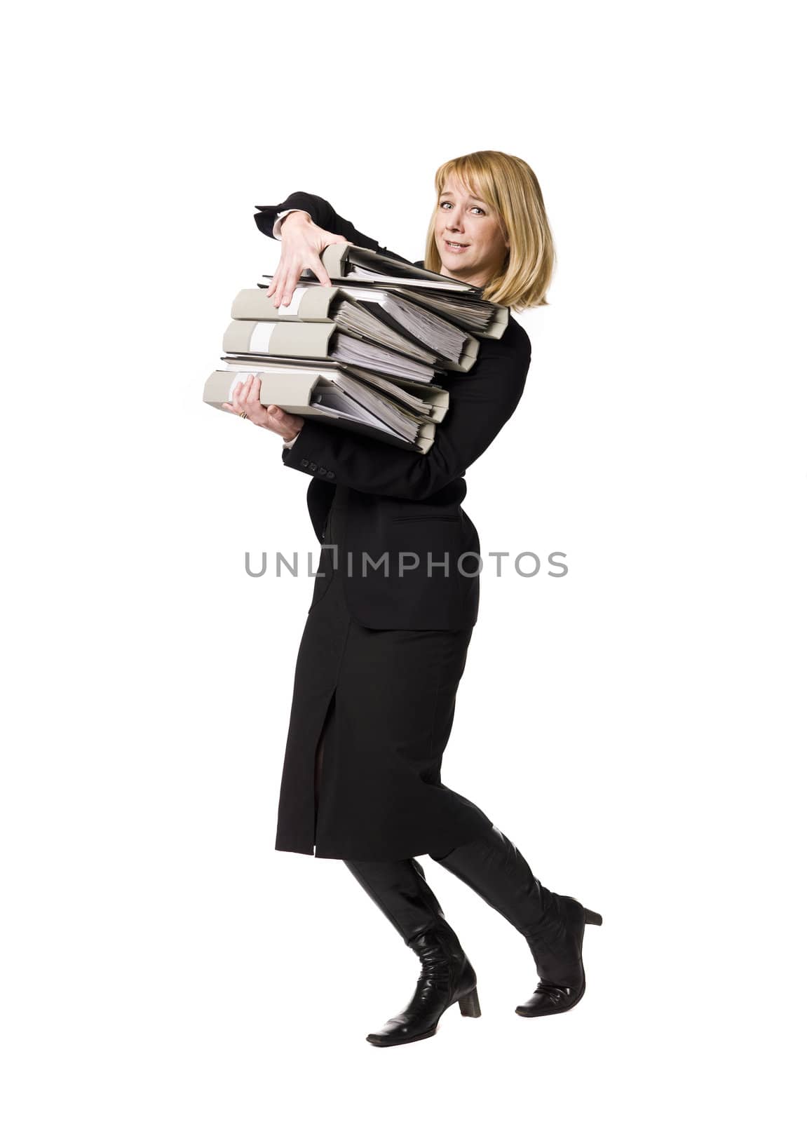 Woman overloaded with work