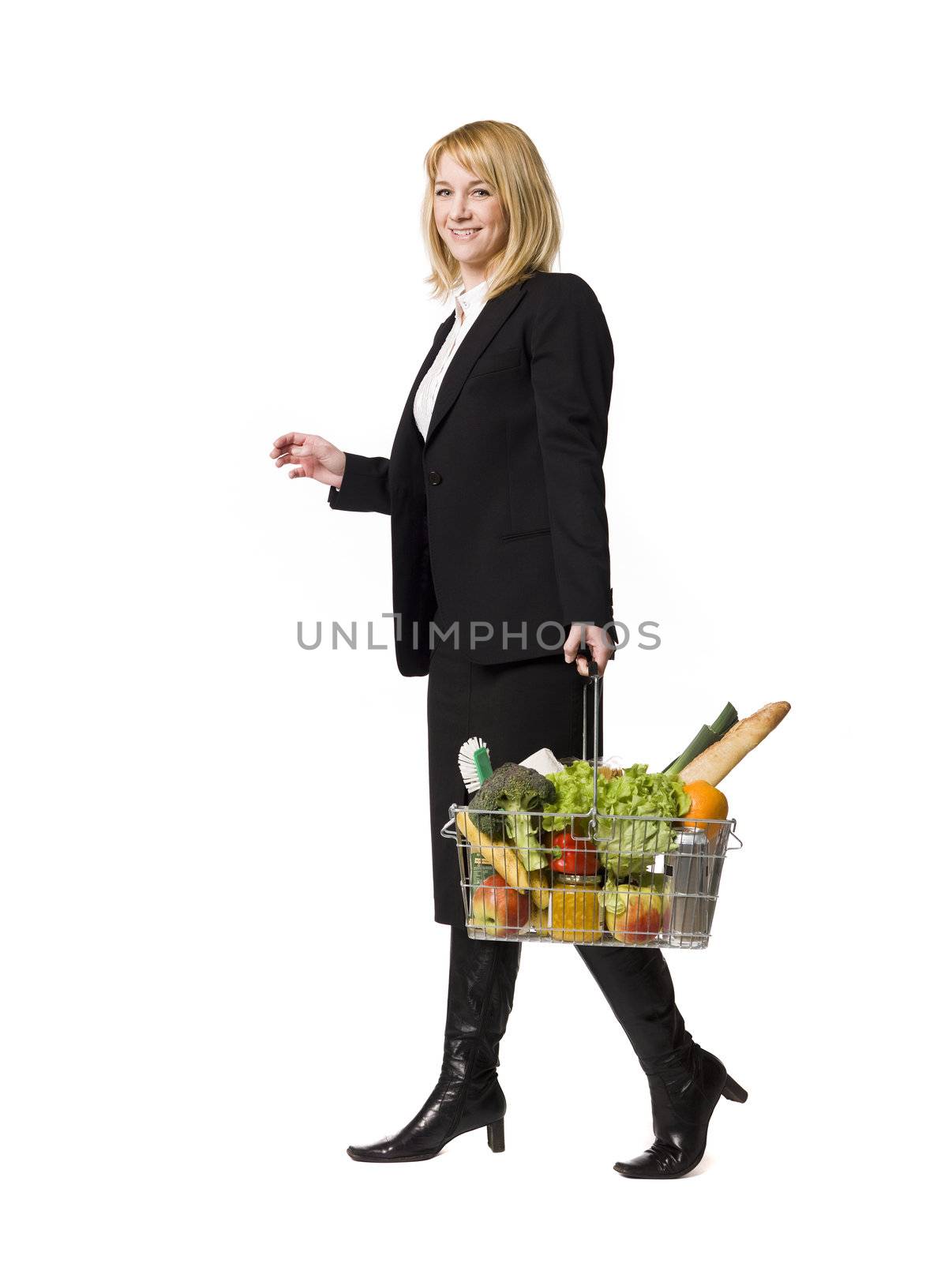 Girl with bag of groceries