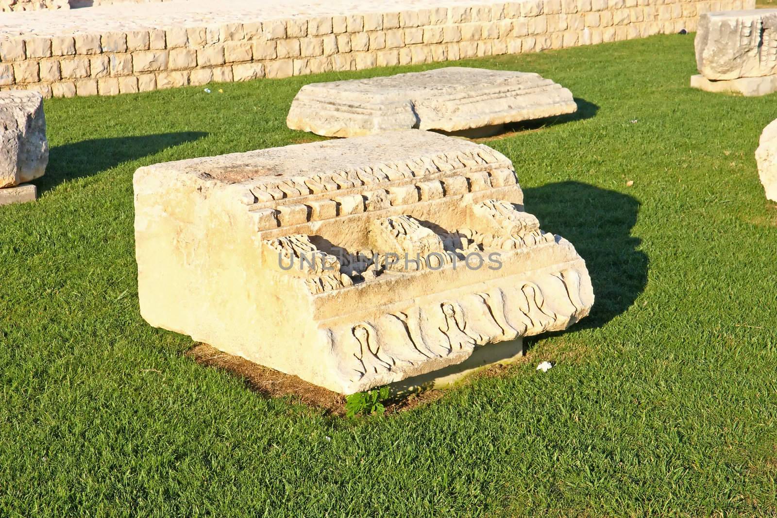 Remnant of an old Roman ruin in Zadar, Croatia