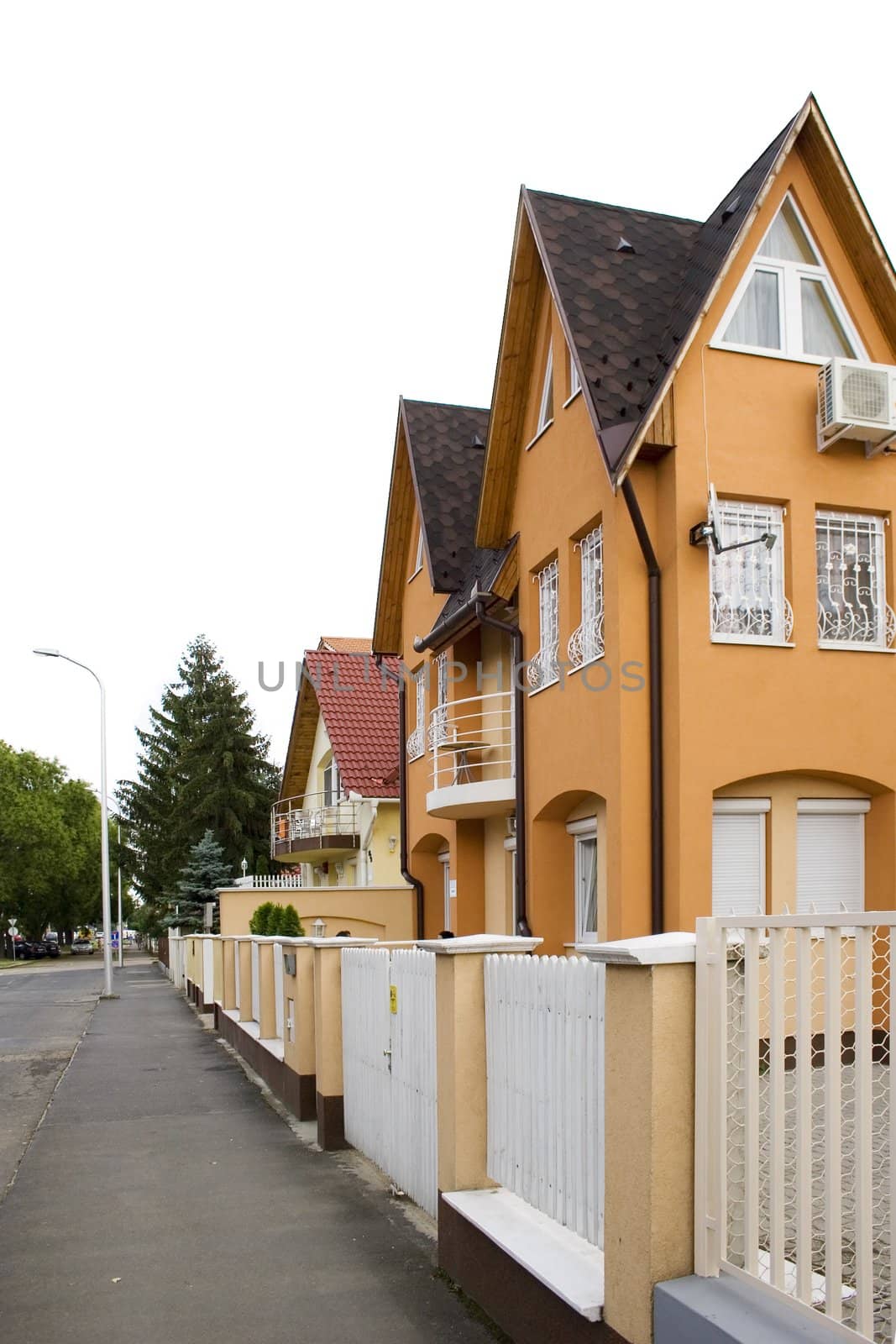 A typical urban house and street. Hajduszoboszlo, Hungary

