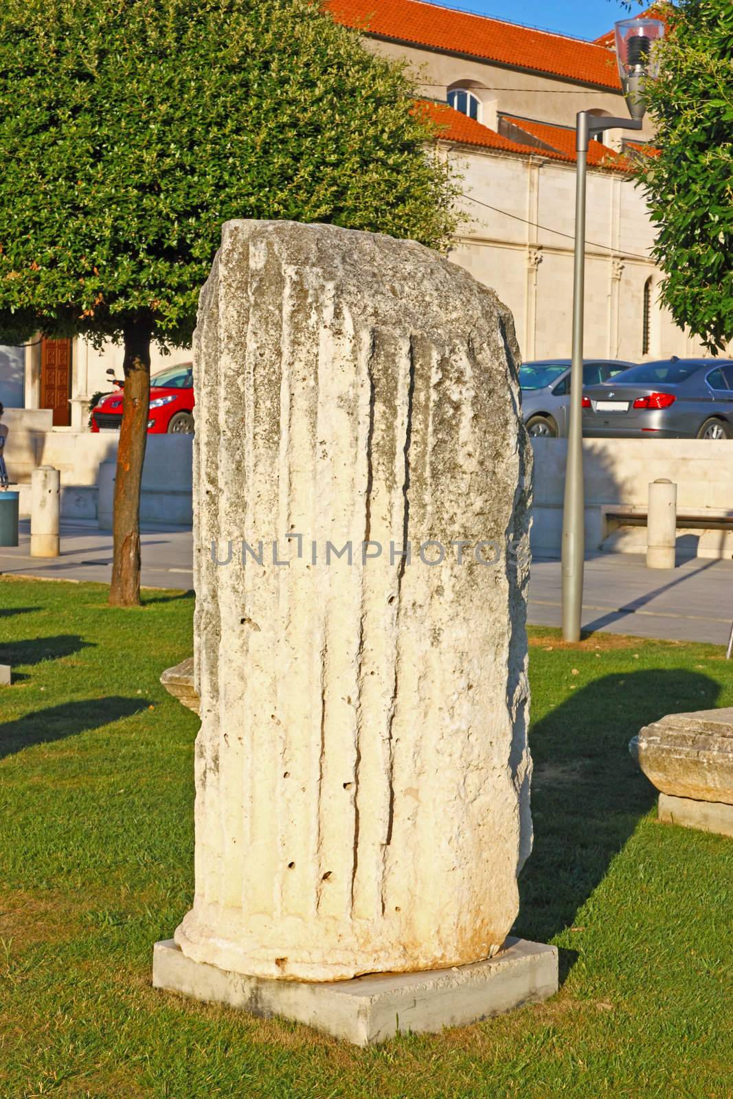 Remnant of an old Roman ruin in Zadar, Croatia