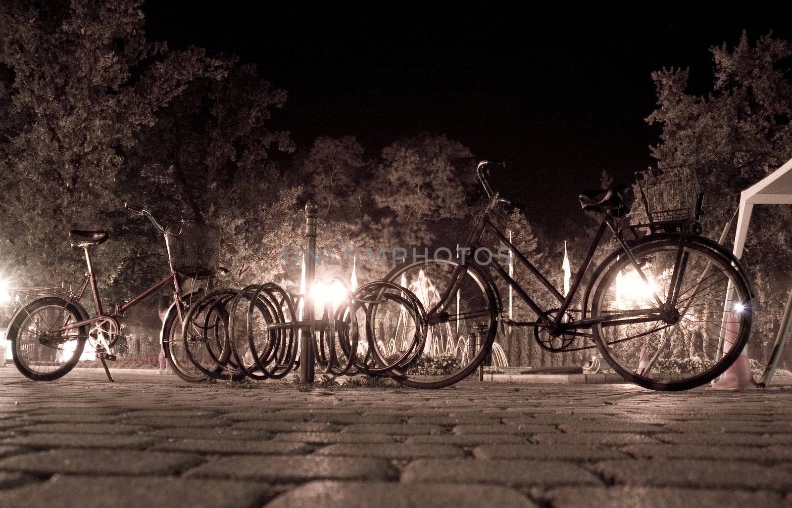 Evening with bike of Hajduszoboszlo city, Hangury
