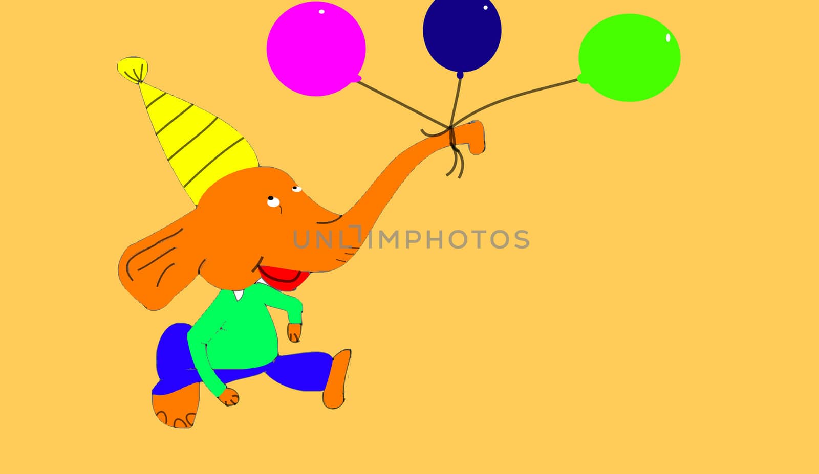 the elephant with balloons