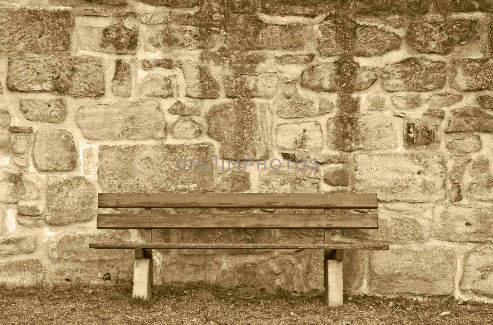 wall with park bench by Jochen