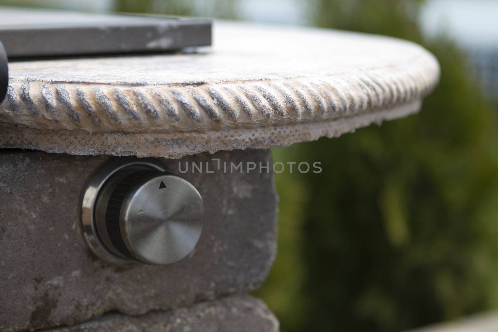 Custom made Barbeque Side Burner and its knob on the brick below concrete countertop. Countertop and edge molding built by myself. for more information http://madeincoskun.blogspot.com/