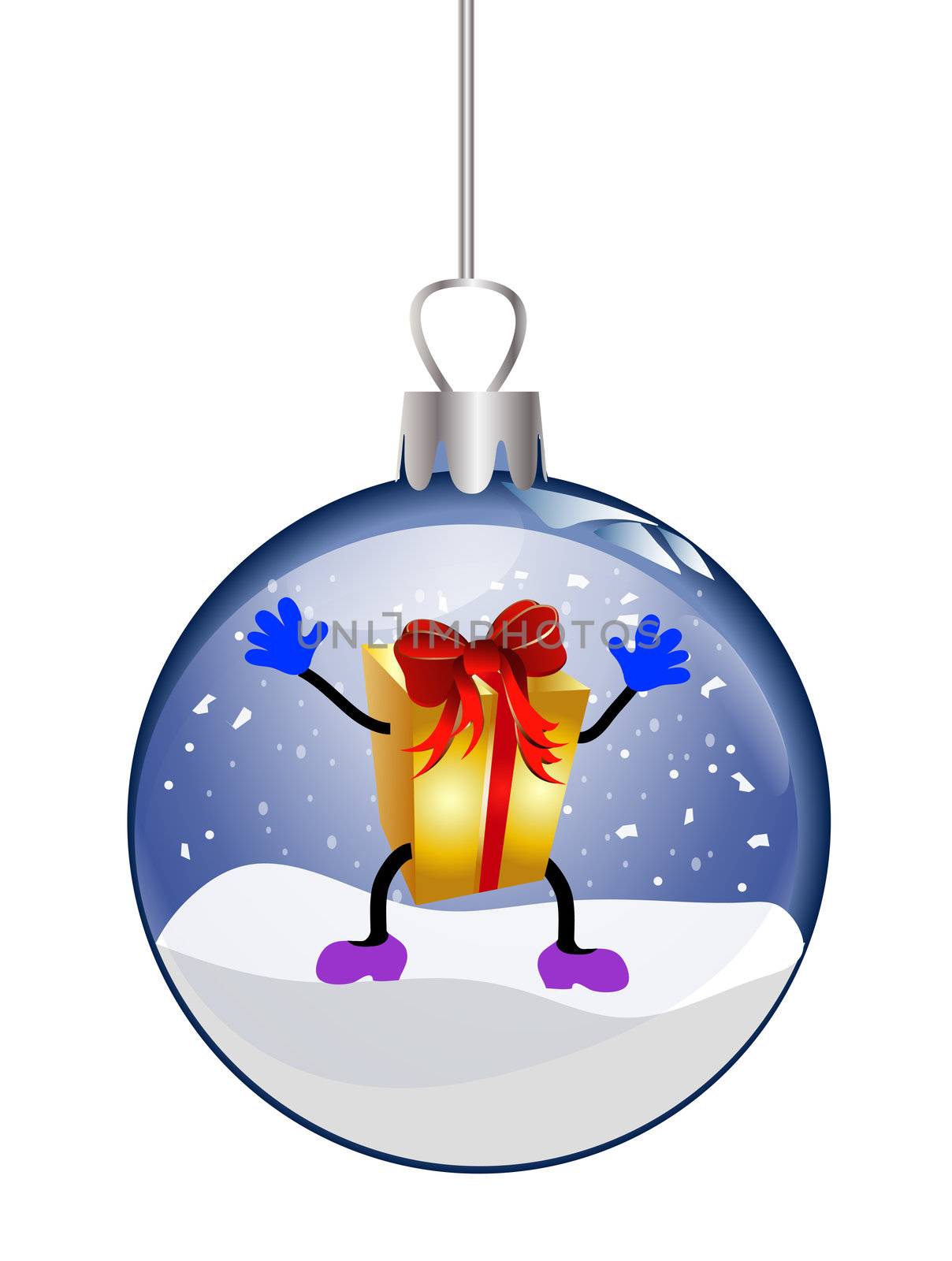 illustration of a christmas glass ball with presents by peromarketing