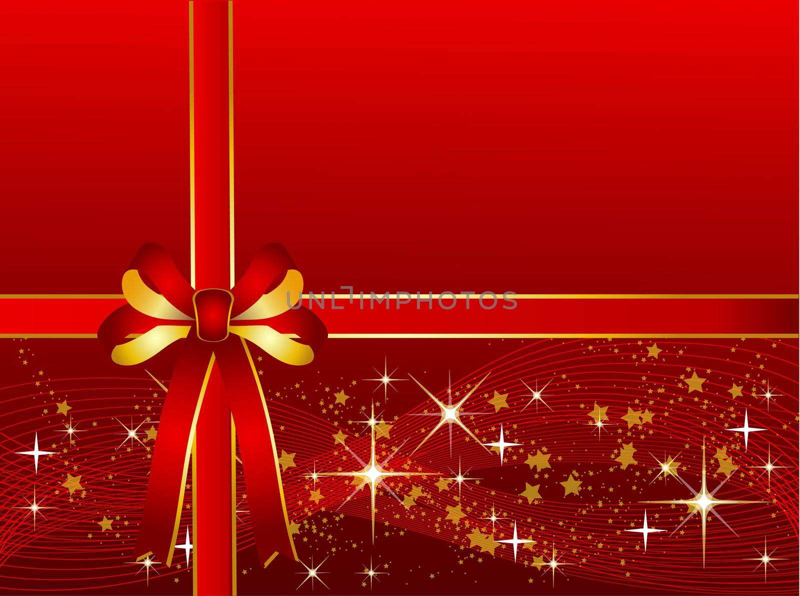 Red Christmas Background with Ribbon