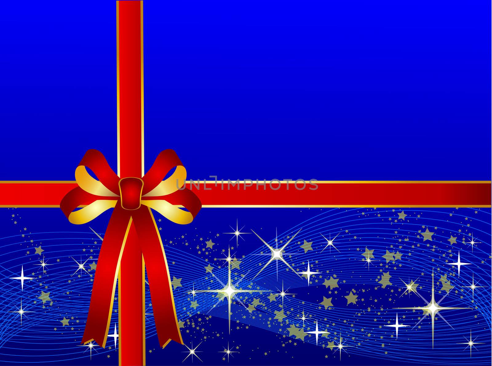 Blue Christmas Background with Ribbon