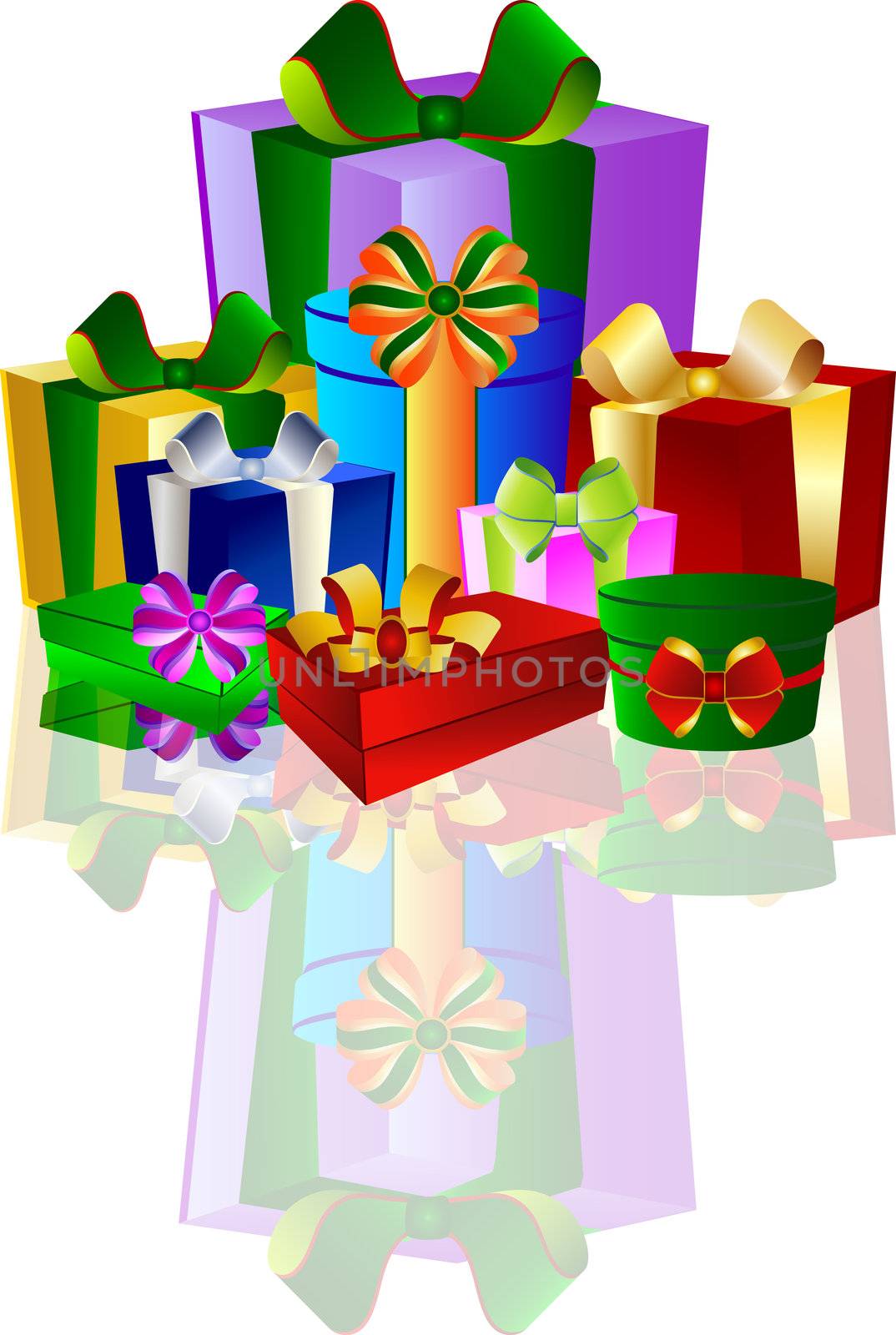 Colorful Gift Boxes on white Background