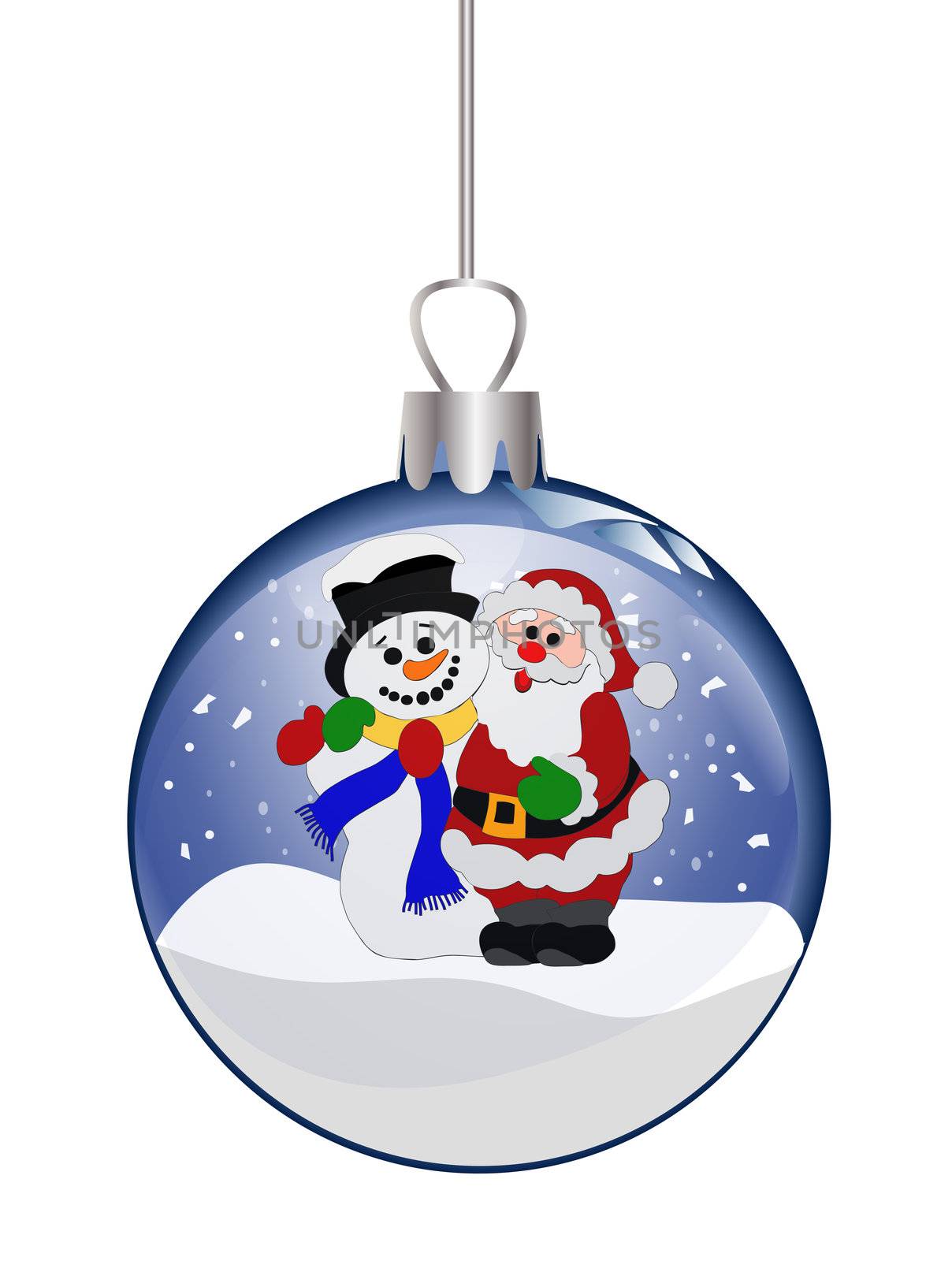 illustration of a christmas glass ball with santa claus and snowman by peromarketing
