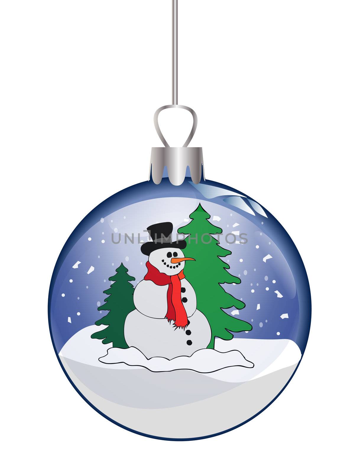 illustration of a christmas glass ball with snowman by peromarketing