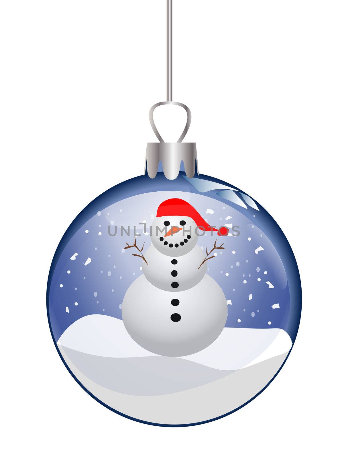 illustration of a christmas glass ball with snowman by peromarketing