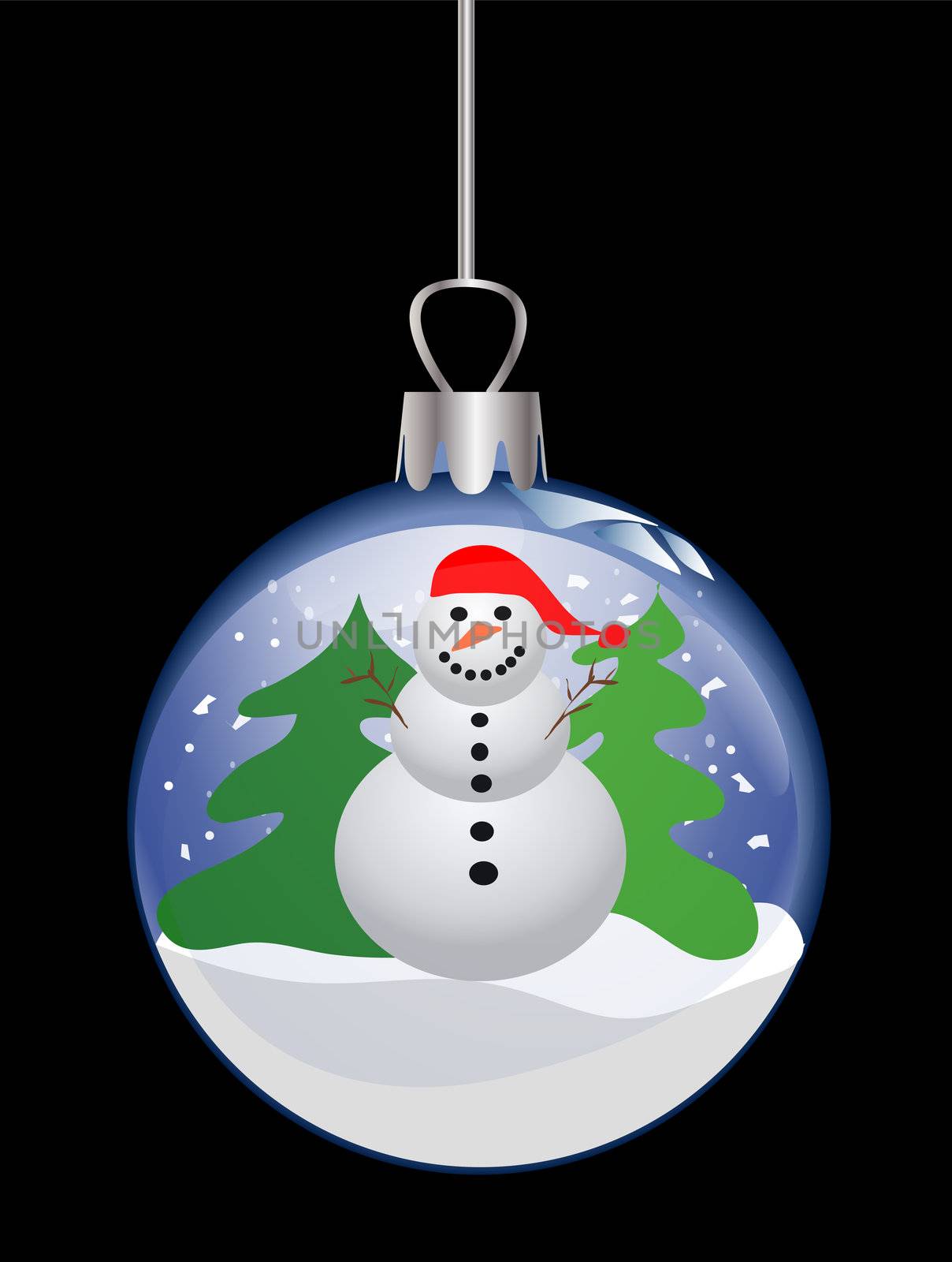 illustration of a christmas glass ball with snowman by peromarketing