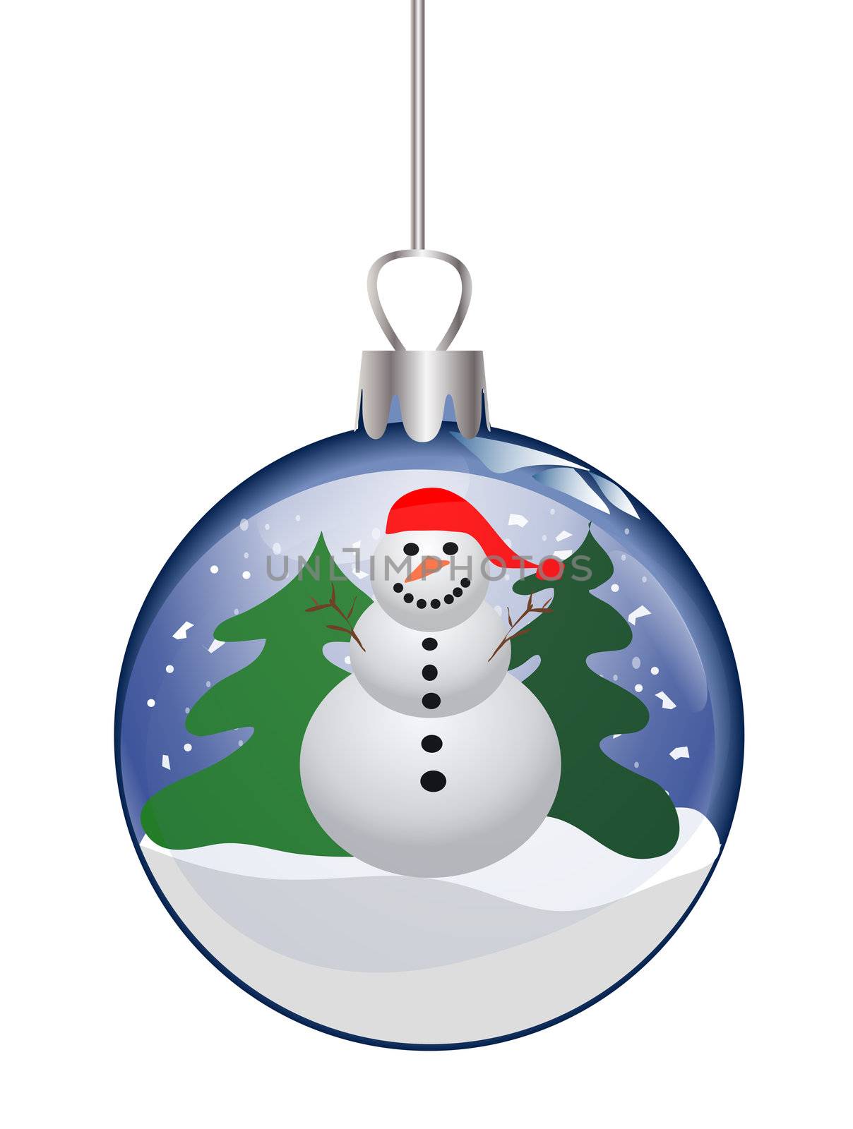 illustration of a christmas glass ball with snowman by peromarketing