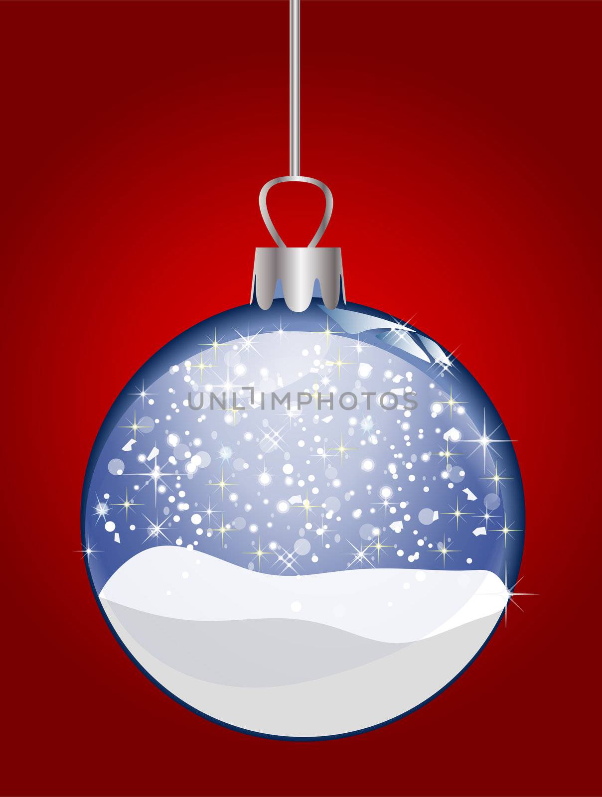 illustration of a christmas glass ball on red background by peromarketing