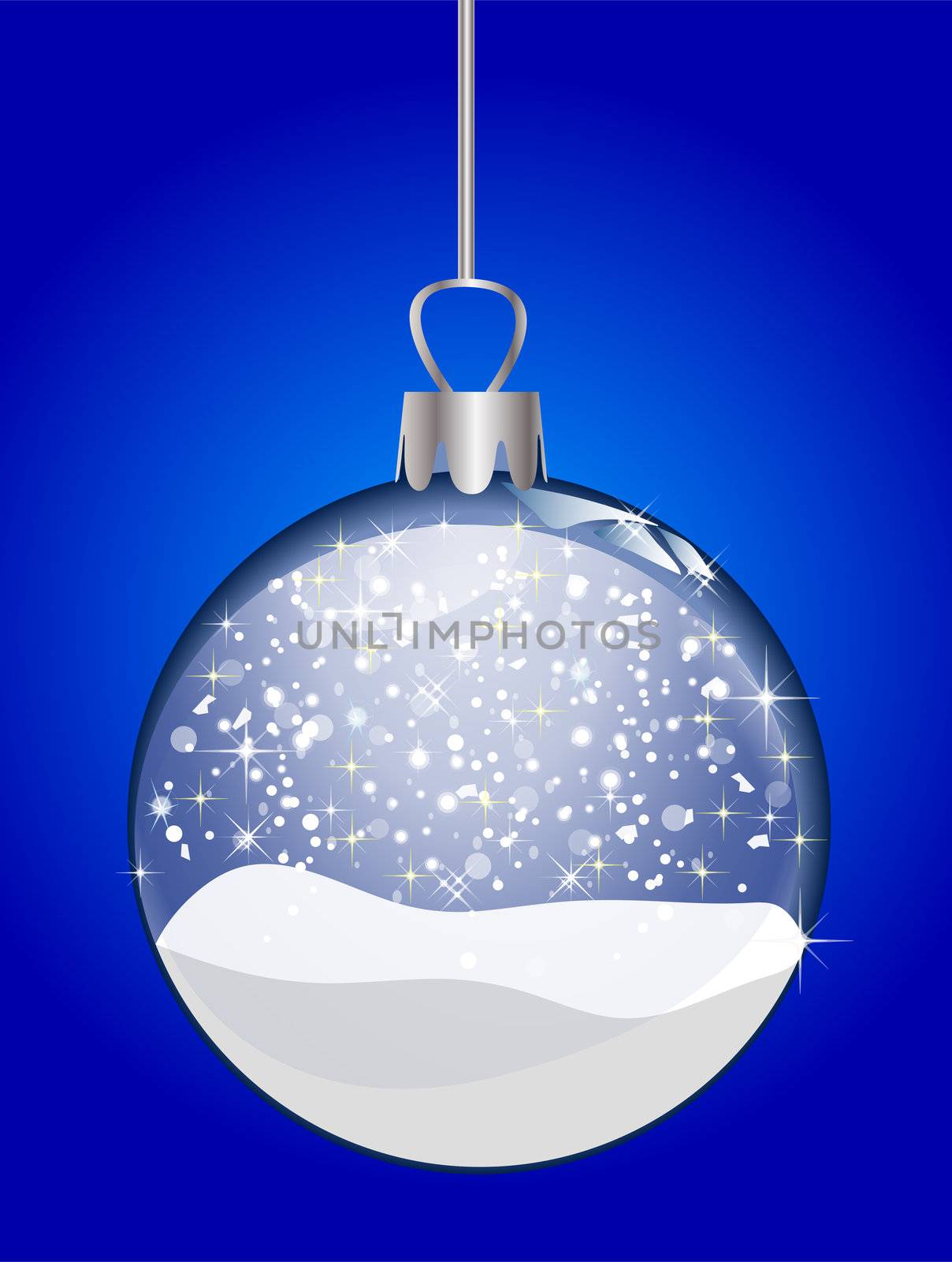 illustration of a christmas glass ball on blue background