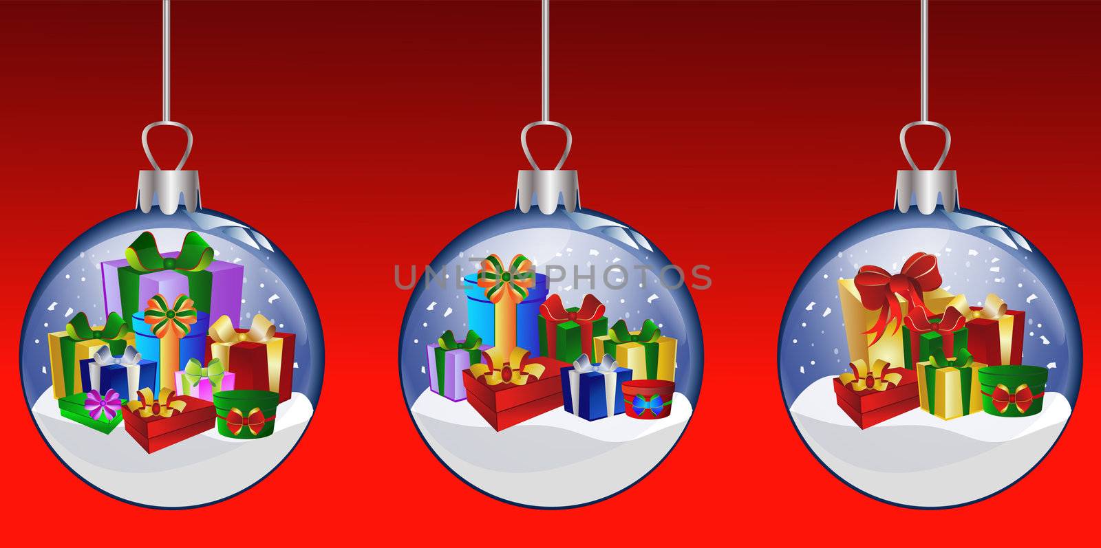 illustration of a christmas glass balls with presents by peromarketing