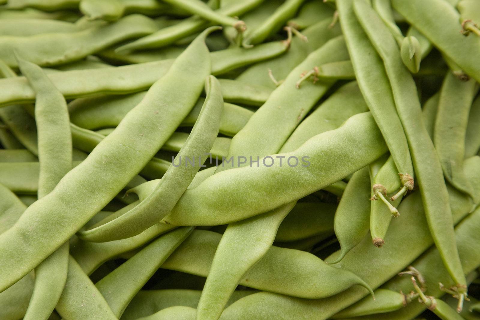 Fresh green beans at a farmers' market