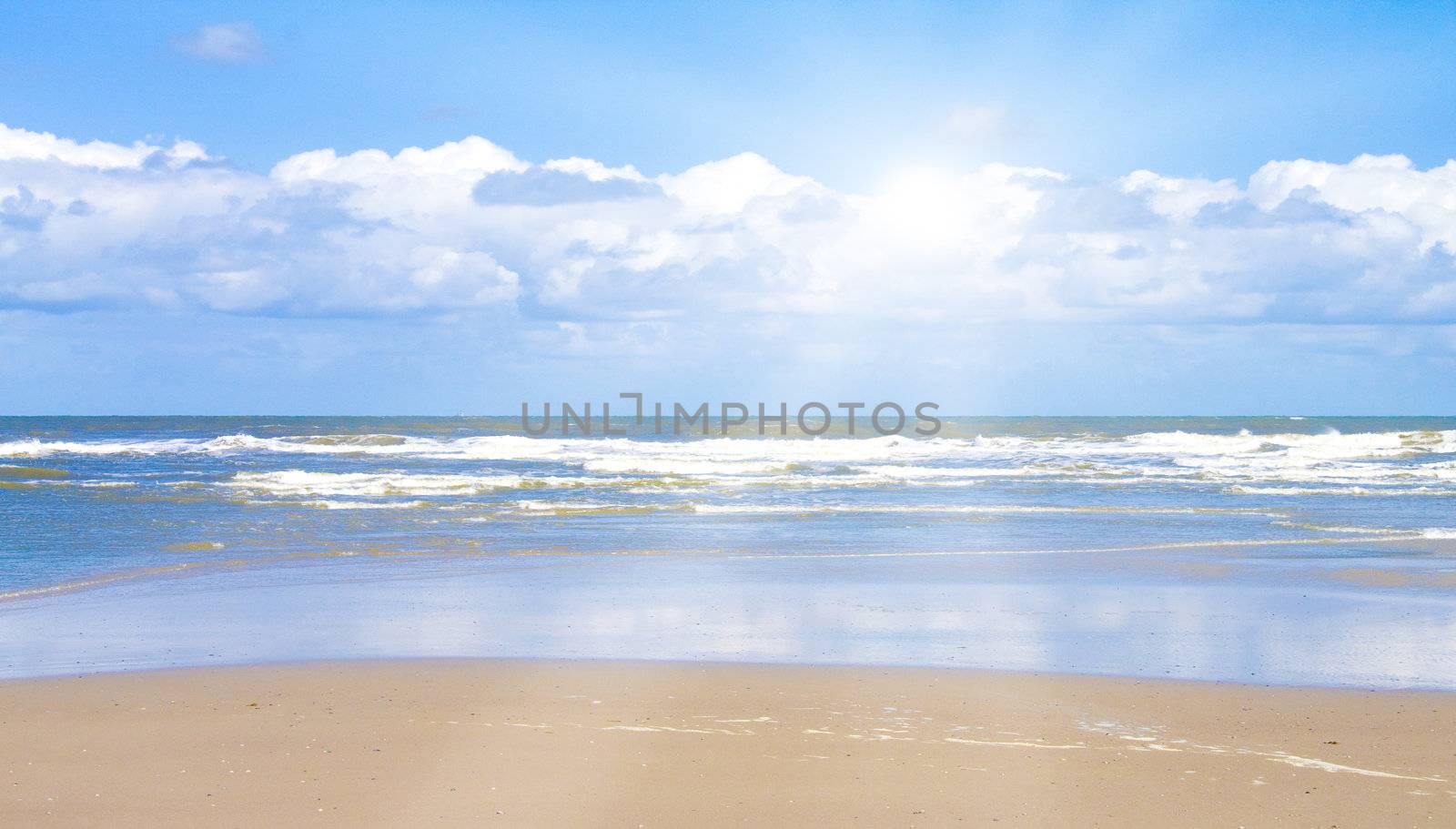 Beautiful beach with sunlight by juweber