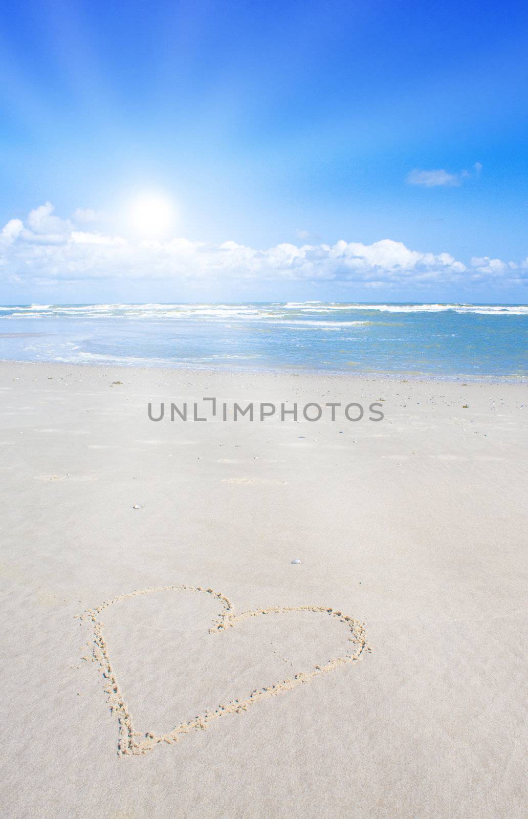 Beautiful beach with sunlight