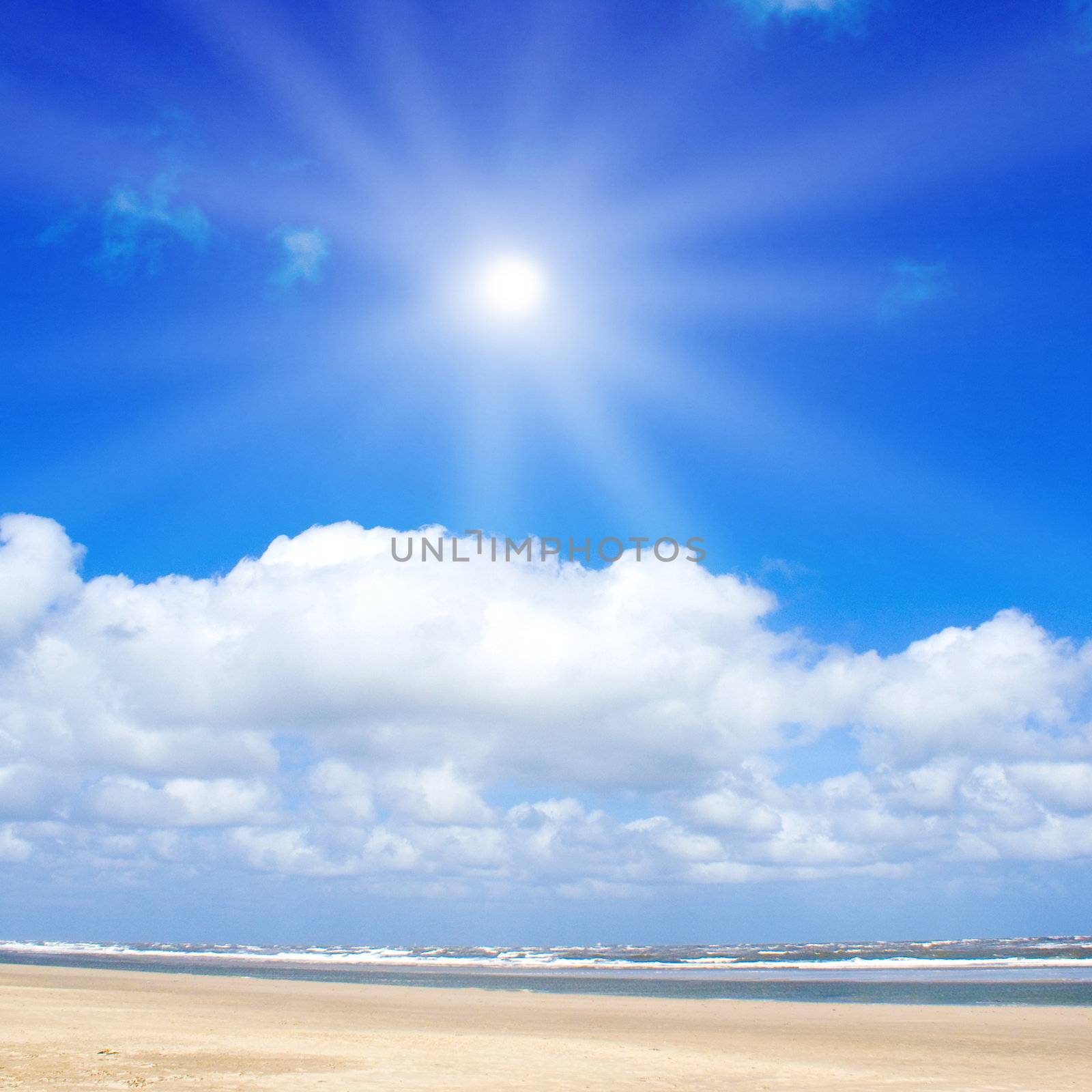 Beautiful beach with sunlight