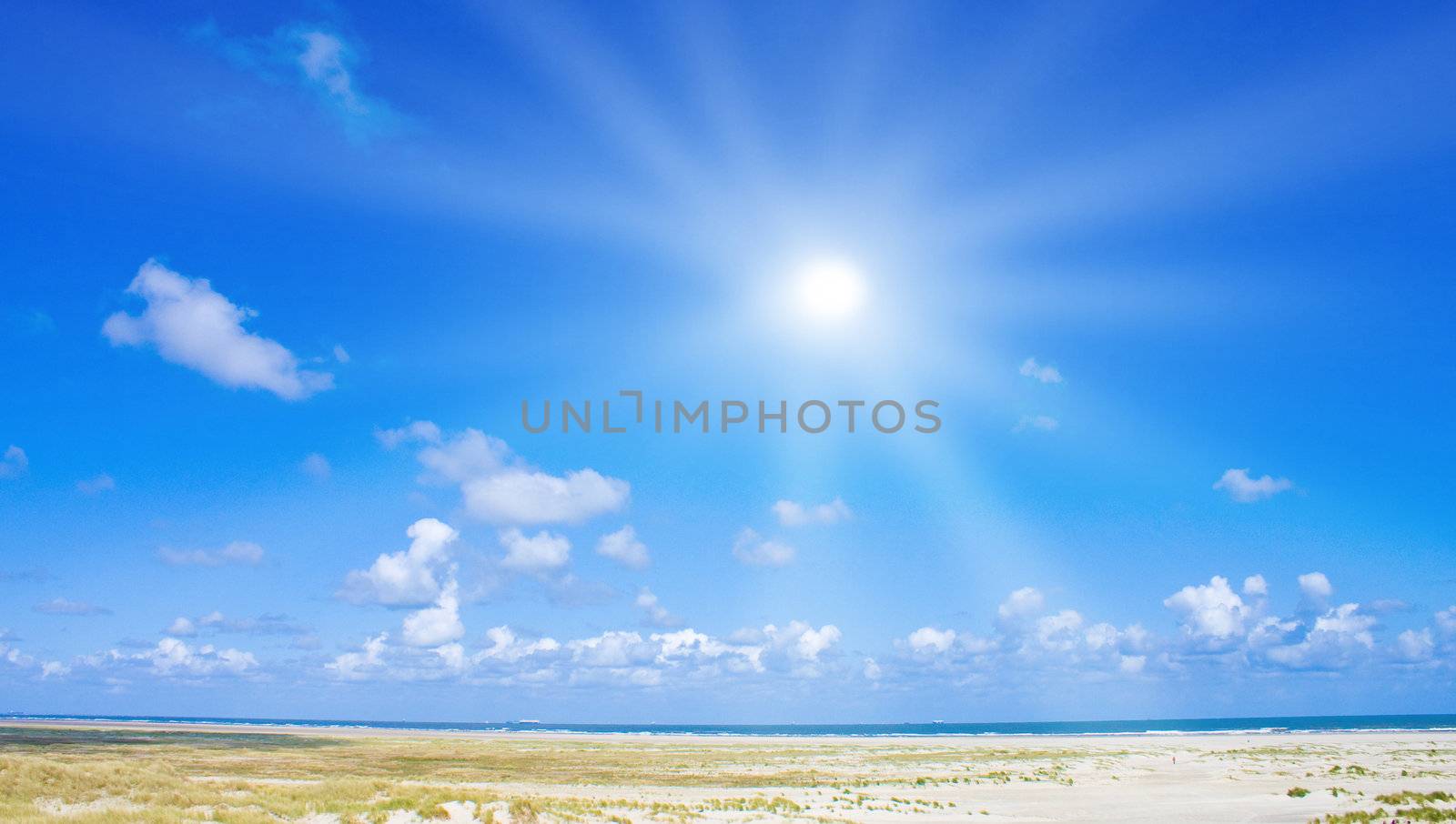 Beautiful beach with sunlight by juweber