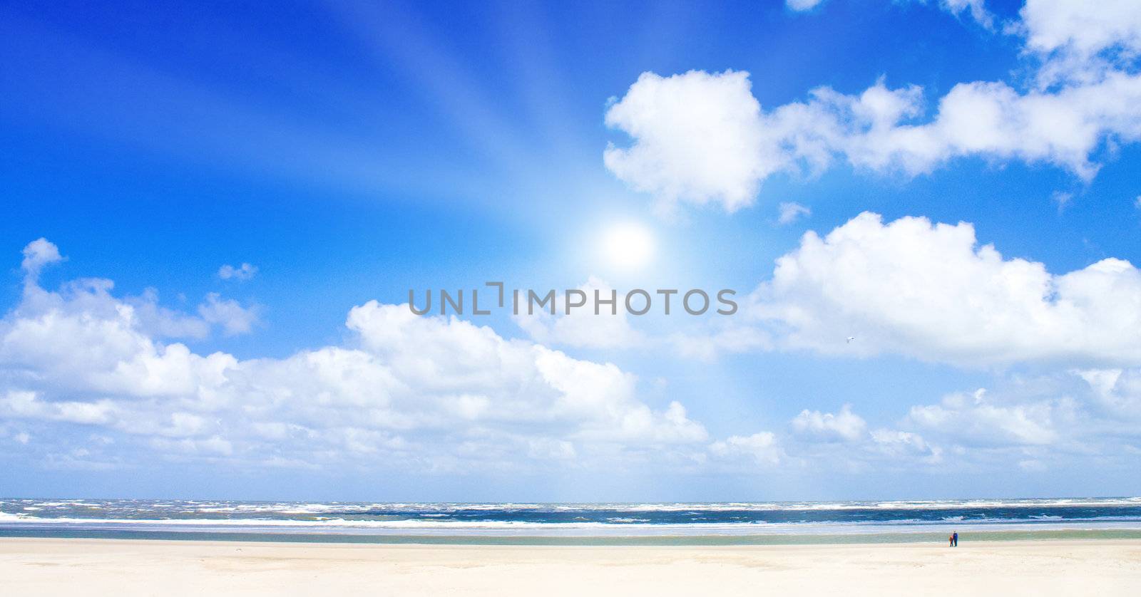 Beautiful beach with sunlight by juweber